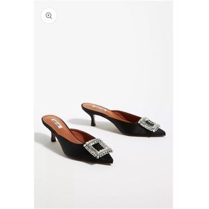 Anthropologie Bibi Lou Aoi Pointed Toe Heels Crystal Buckle Black EU 37